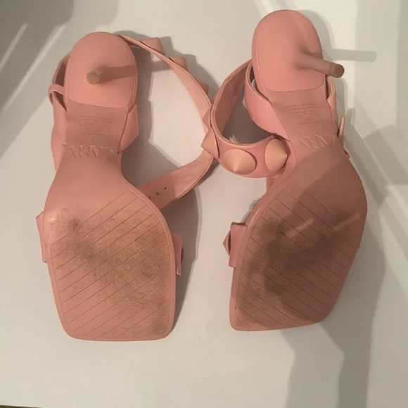 Zara Pink Stiletto Heels with Ankle Strap - Picture 6 of 7